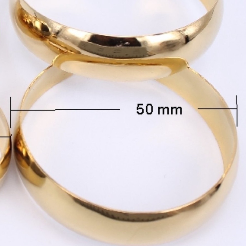 NEW 18K Yellow Gold 2” Round Chunky Hoop Earrings - Picture 5 of 5